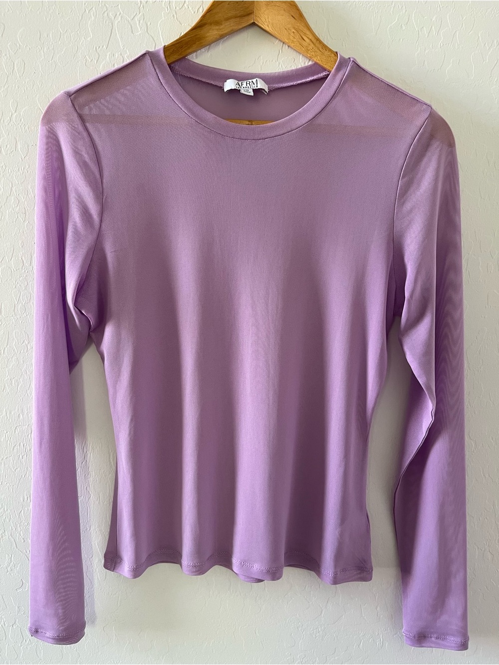 AFRM Lilac Long-Sleeve Sheer Mesh Top